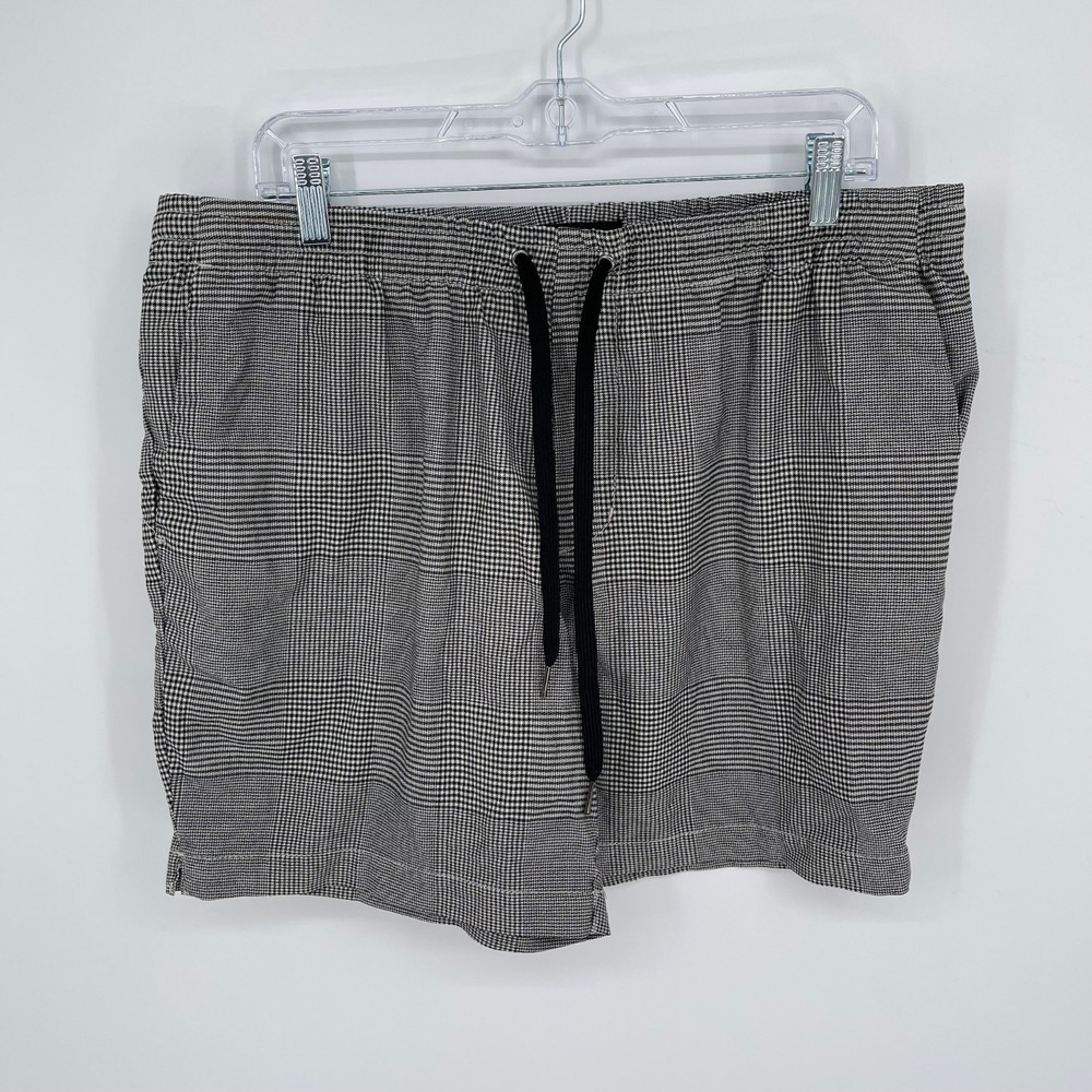 PacSun Men's Black Glen Plaid Elastic Waist Drawstring Shorts Size XL‎